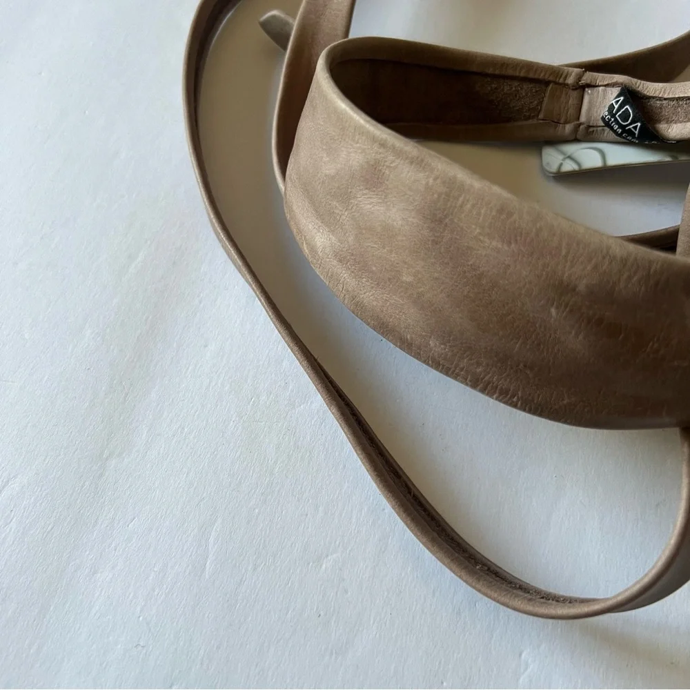 ADA LEATHER WRAP BELT OS BEIGE TAUPE NWT